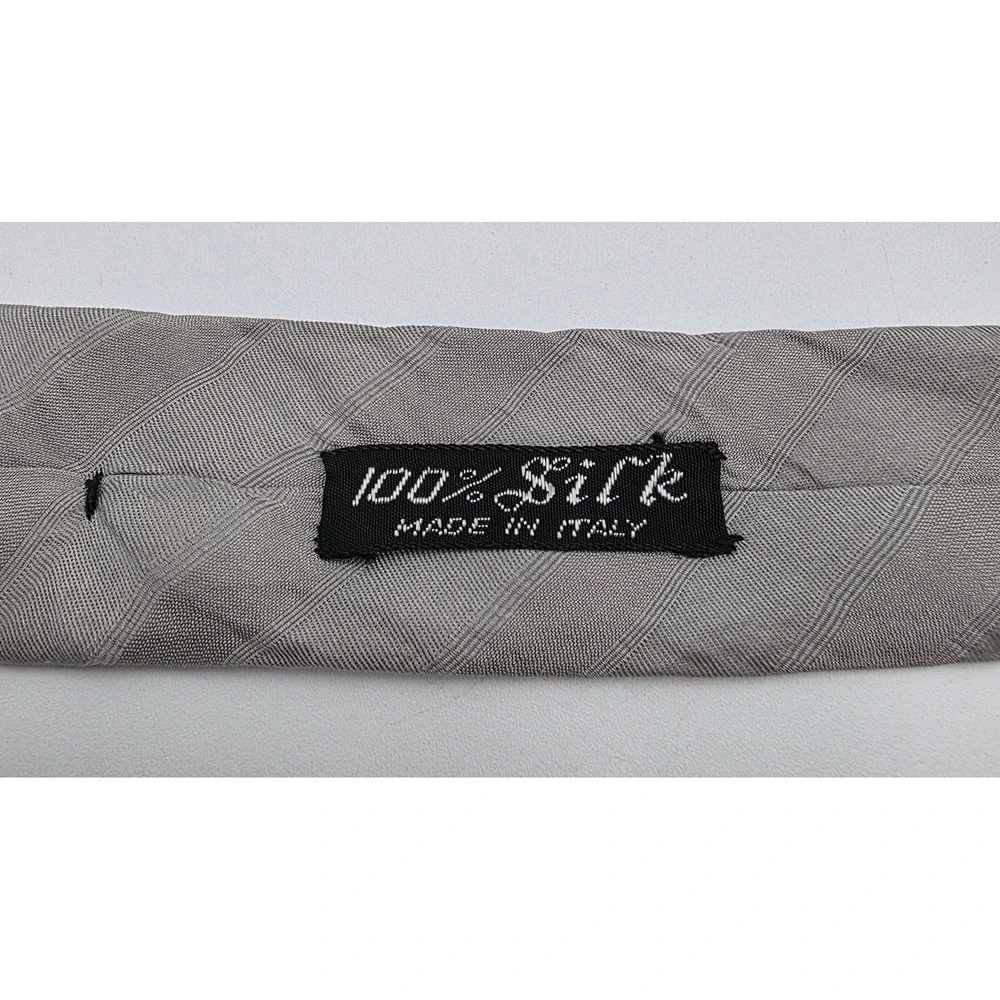 Ted Lapidus Paris Grey Diagonal Stripe 100% Silk Tie Made in Italy